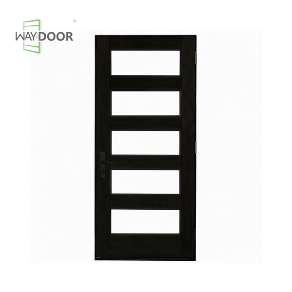 Modern 5‑Lite Horizontal Solid Wood Entry Door