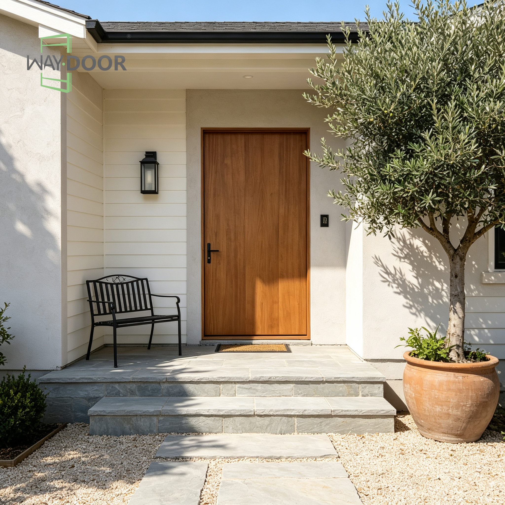 Modern Farmhouse Style Solid Wood Flat Pivot Entry Door