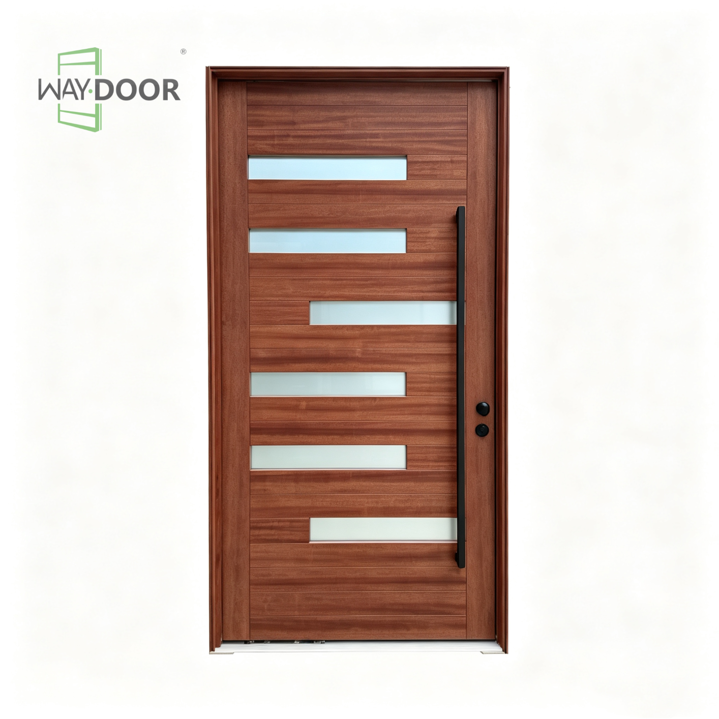 Modern Horizontal Solid Wood Pivot Entry Door