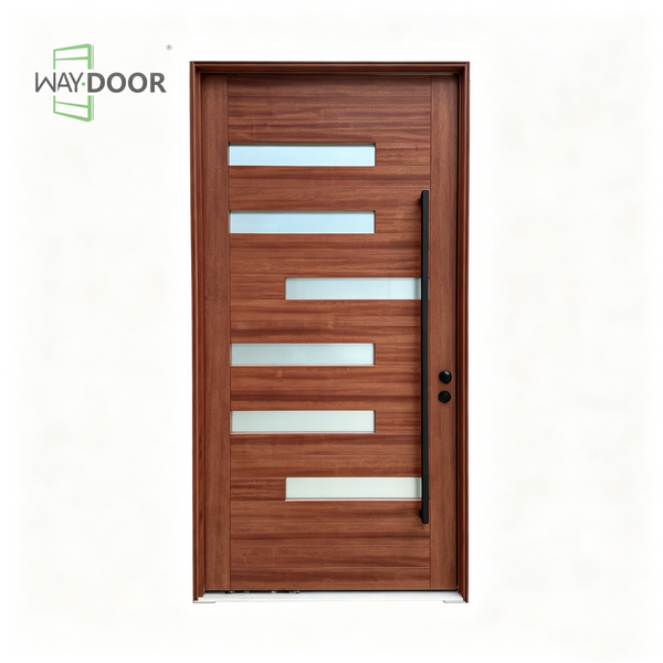 Modern Horizontal Solid Wood Pivot Entry Door