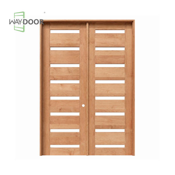 Modern Horizontal‑Lite Solid Wood Double Hinged Interior Door