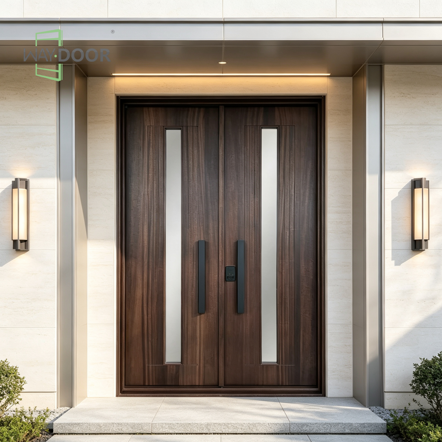 Modern Solid Wood Entry Door With Glass