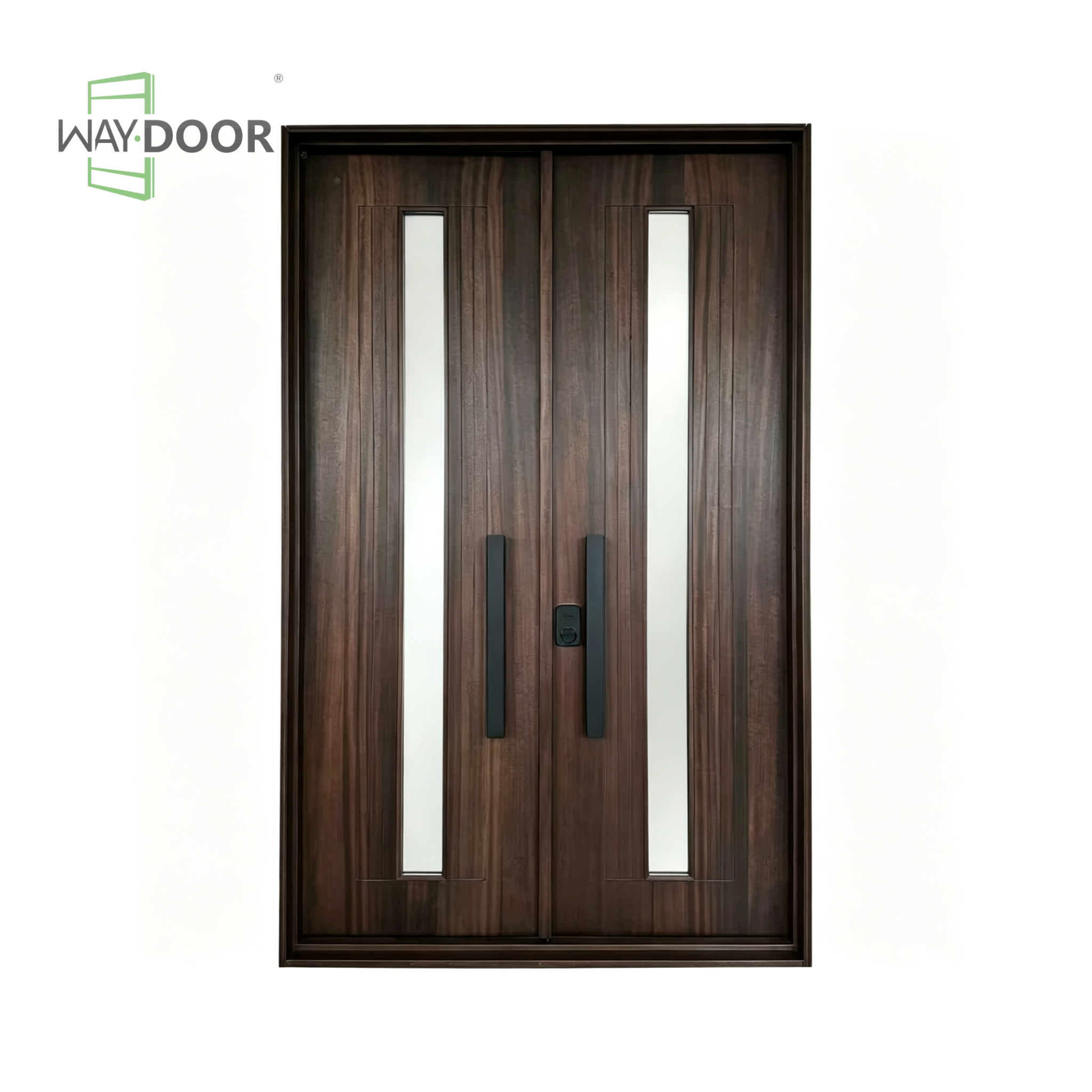 Modern Solid Wood Entry Door With Glass