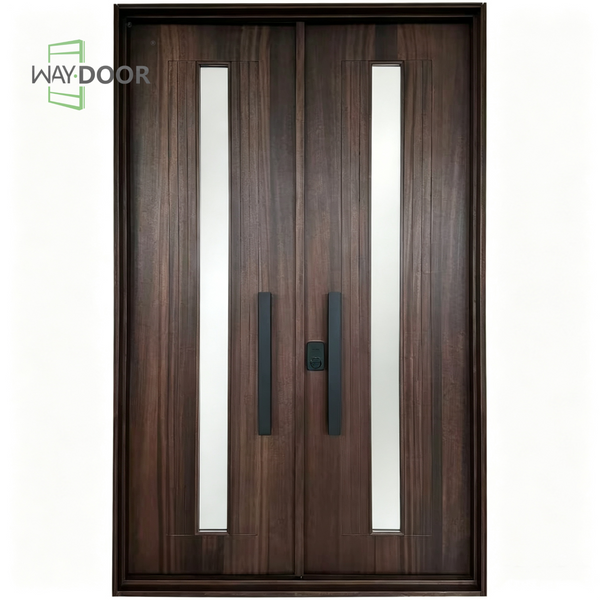 Modern Solid Wood Entry Door With Glass