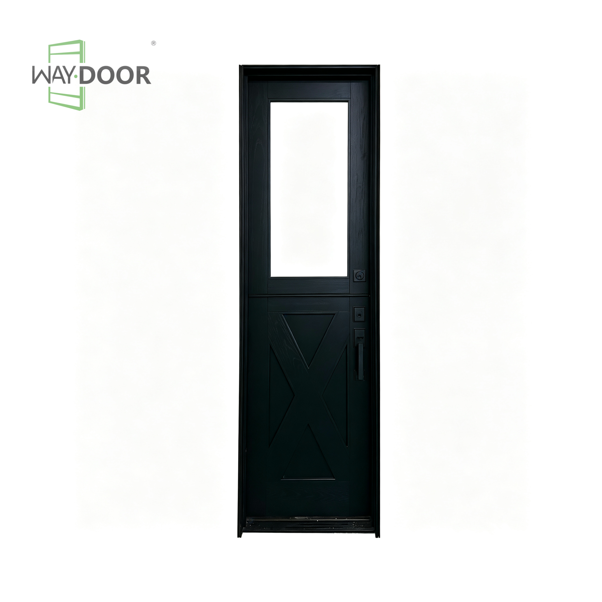 Modern Solid Wood Hinged Dutch Entry Door with Clear Glass