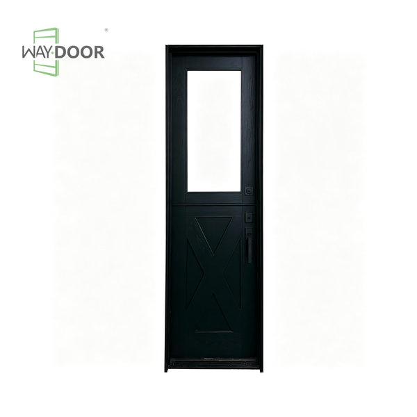 Modern Solid Wood Hinged Dutch Entry Door with Clear Glass