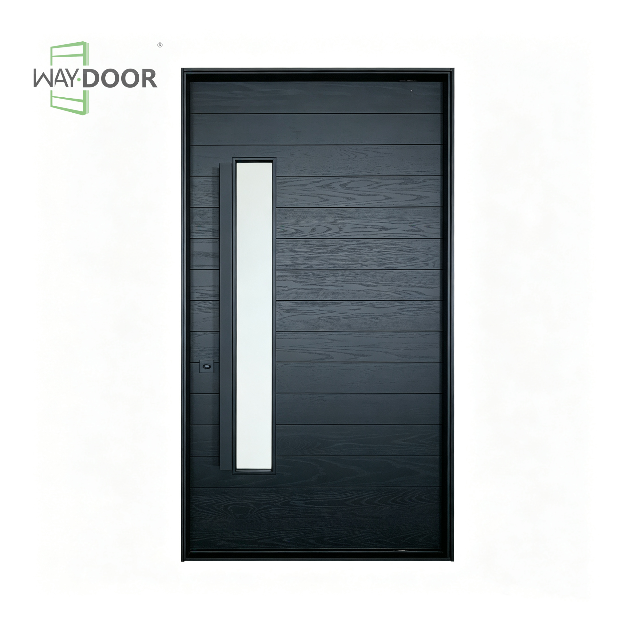 Modern Solid Wood Pivot Entry Door with Clear Glass