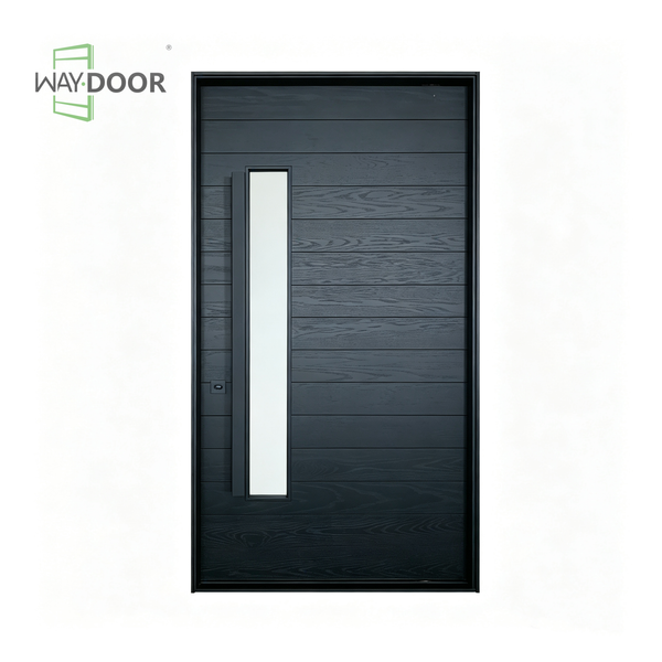 Modern Solid Wood Pivot Entry Door with Clear Glass