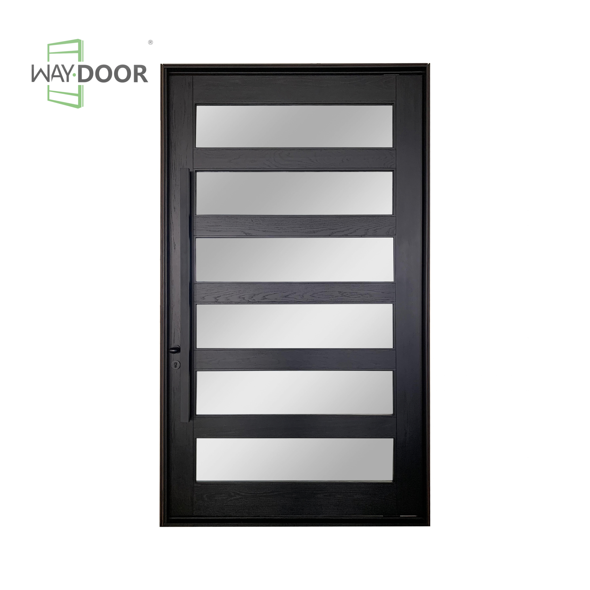 Modern Solid Wood Pivot Entry Door with Frosted Glass