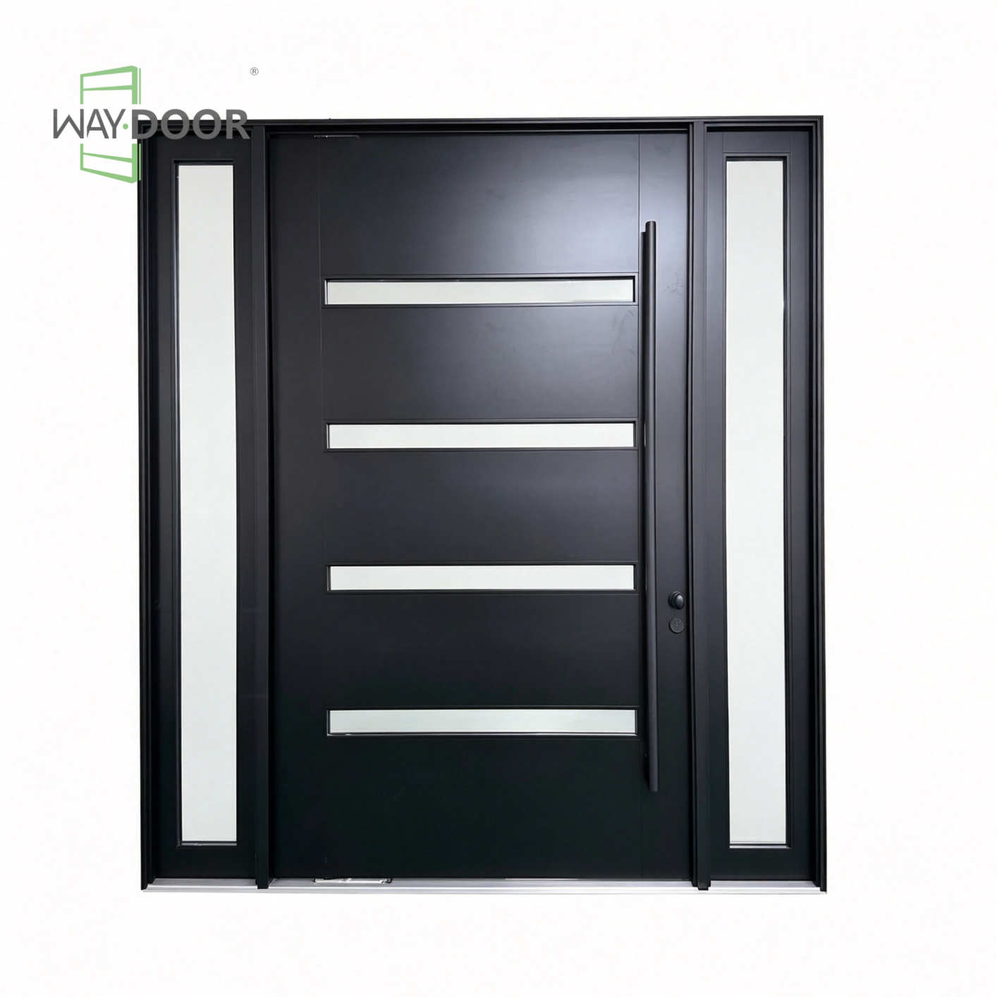 Modern Solid Wood Pivot Entry Door with Sidelights