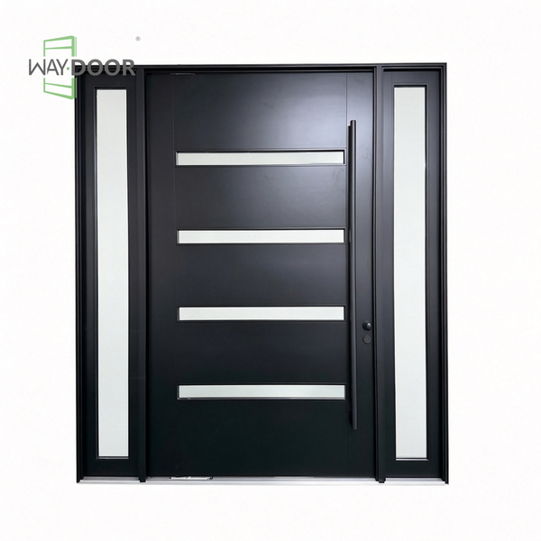 Modern Solid Wood Pivot Entry Door with Sidelights
