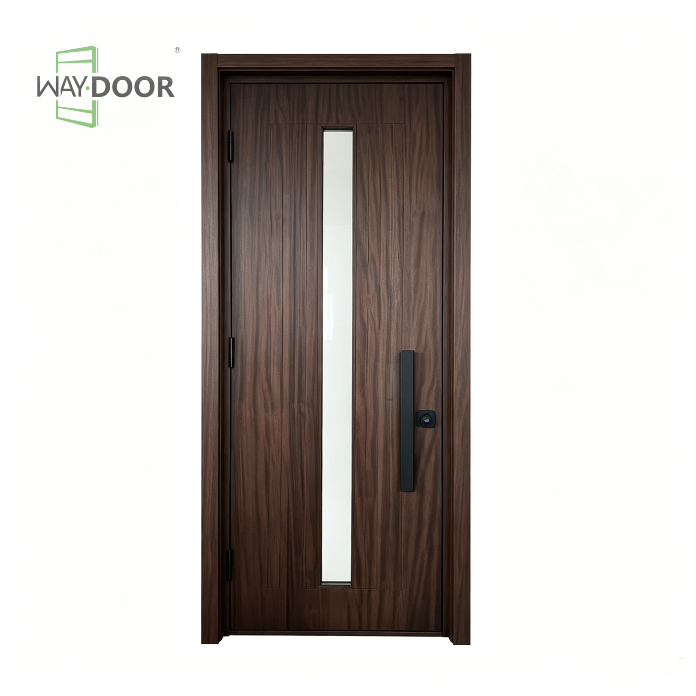 Modern Vertical Glass Solid Wood Entry Door