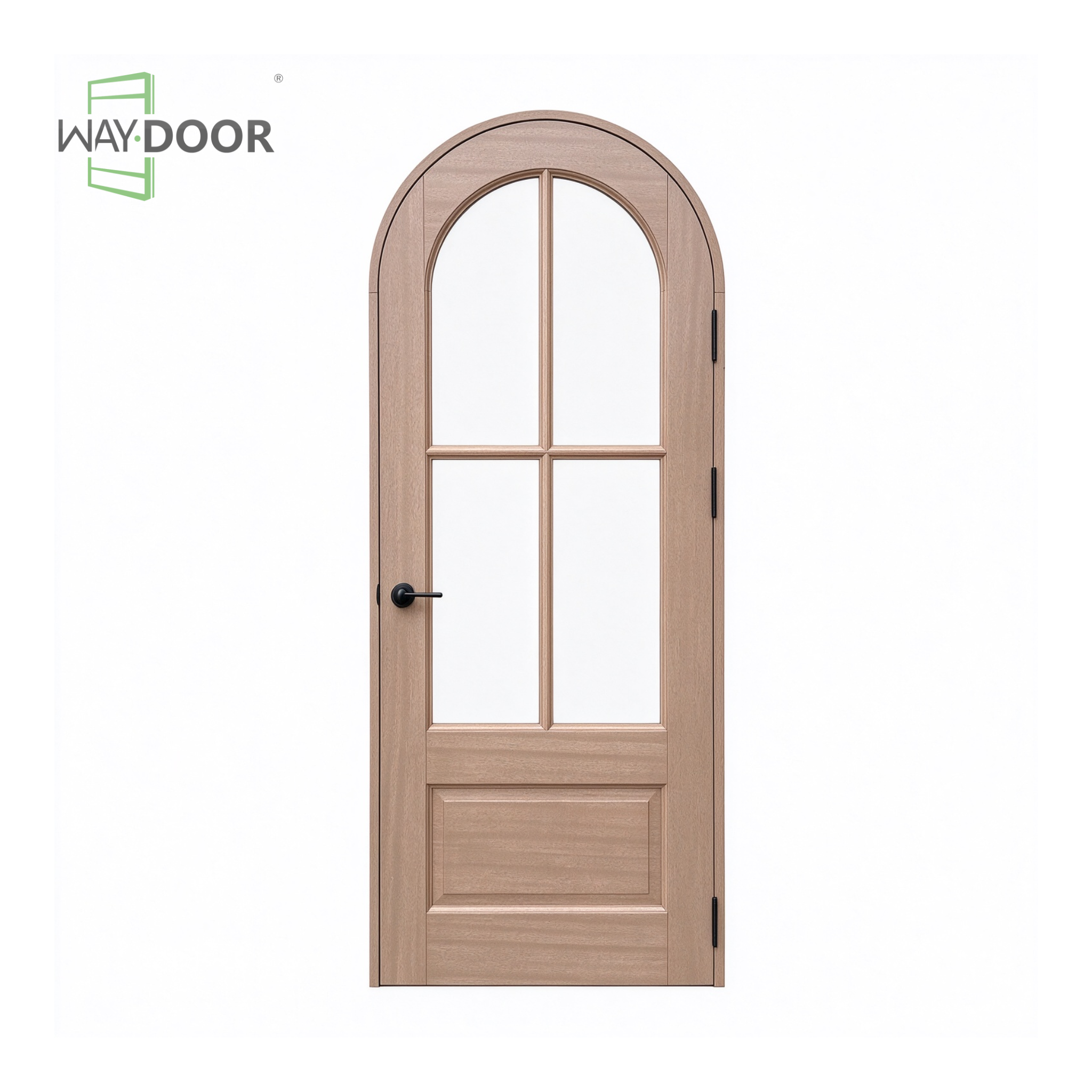 Natural Tone Arched Solid Wood Exterior Door