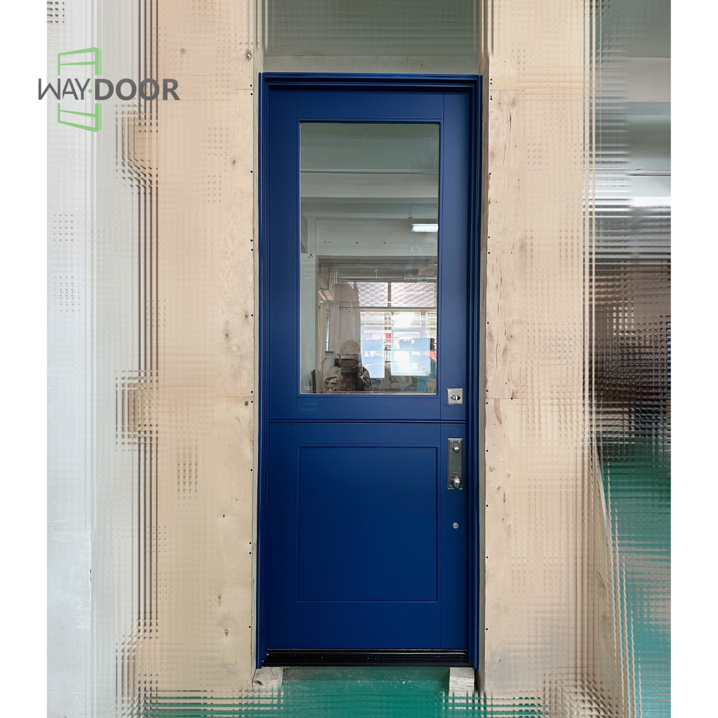 Navy Glass Top Dutch Solid Wood Exterior Door