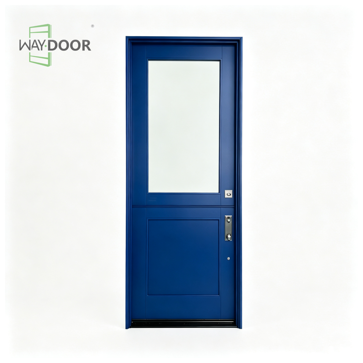 Navy Glass Top Dutch Solid Wood Exterior Door