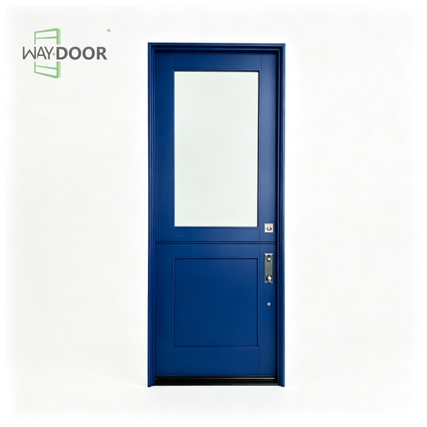 Navy Glass Top Dutch Solid Wood Exterior Door
