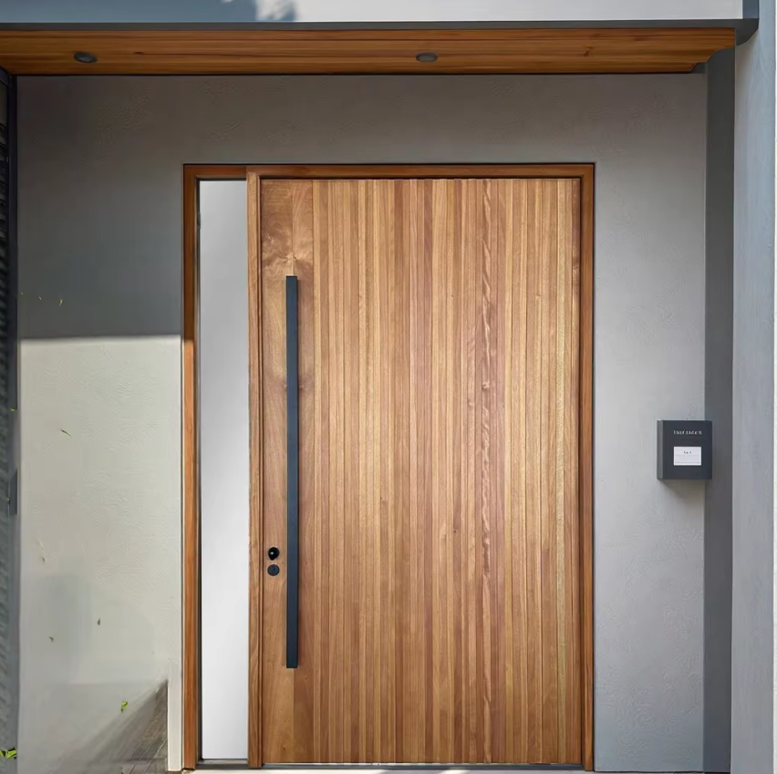 Modern Style Finished Surface Solid Wood Pivot Door with Sidelight