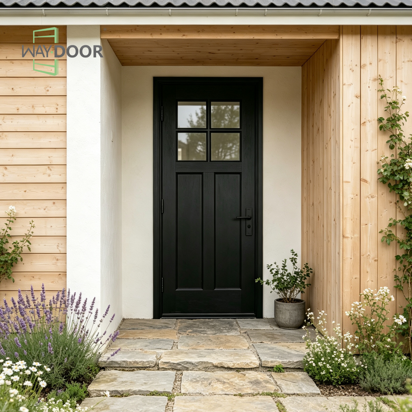 Premium Black Solid Wood Exterior Entry Door