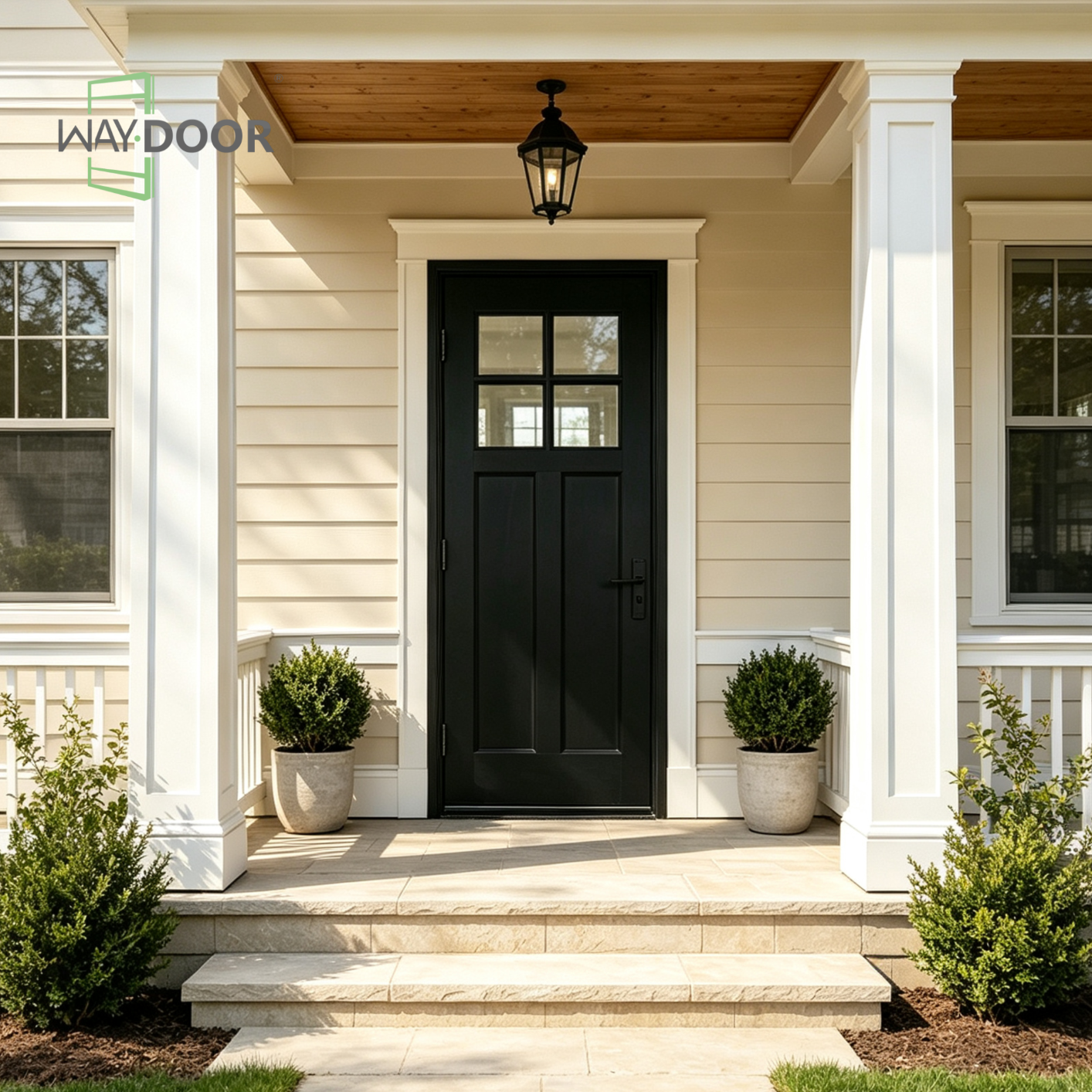 Premium Black Solid Wood Exterior Entry Door
