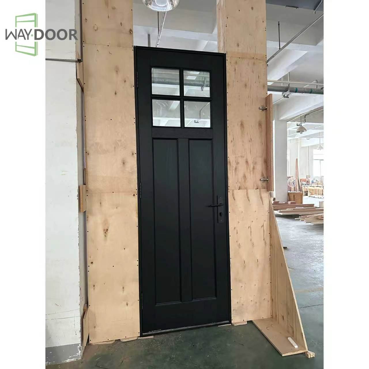 Premium Black Solid Wood Exterior Entry Door