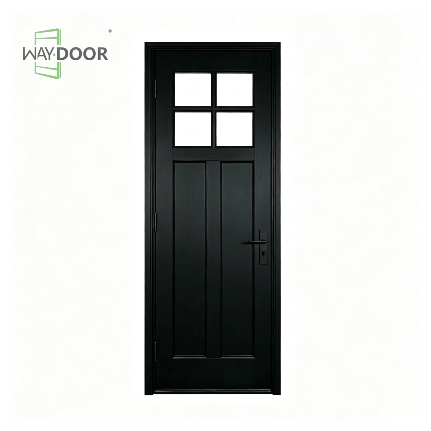 Premium Black Solid Wood Exterior Entry Door