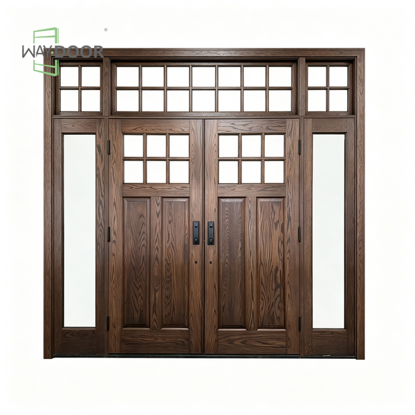 Premium Solid Oak Double Entry Door with Sidelights & Transom Window