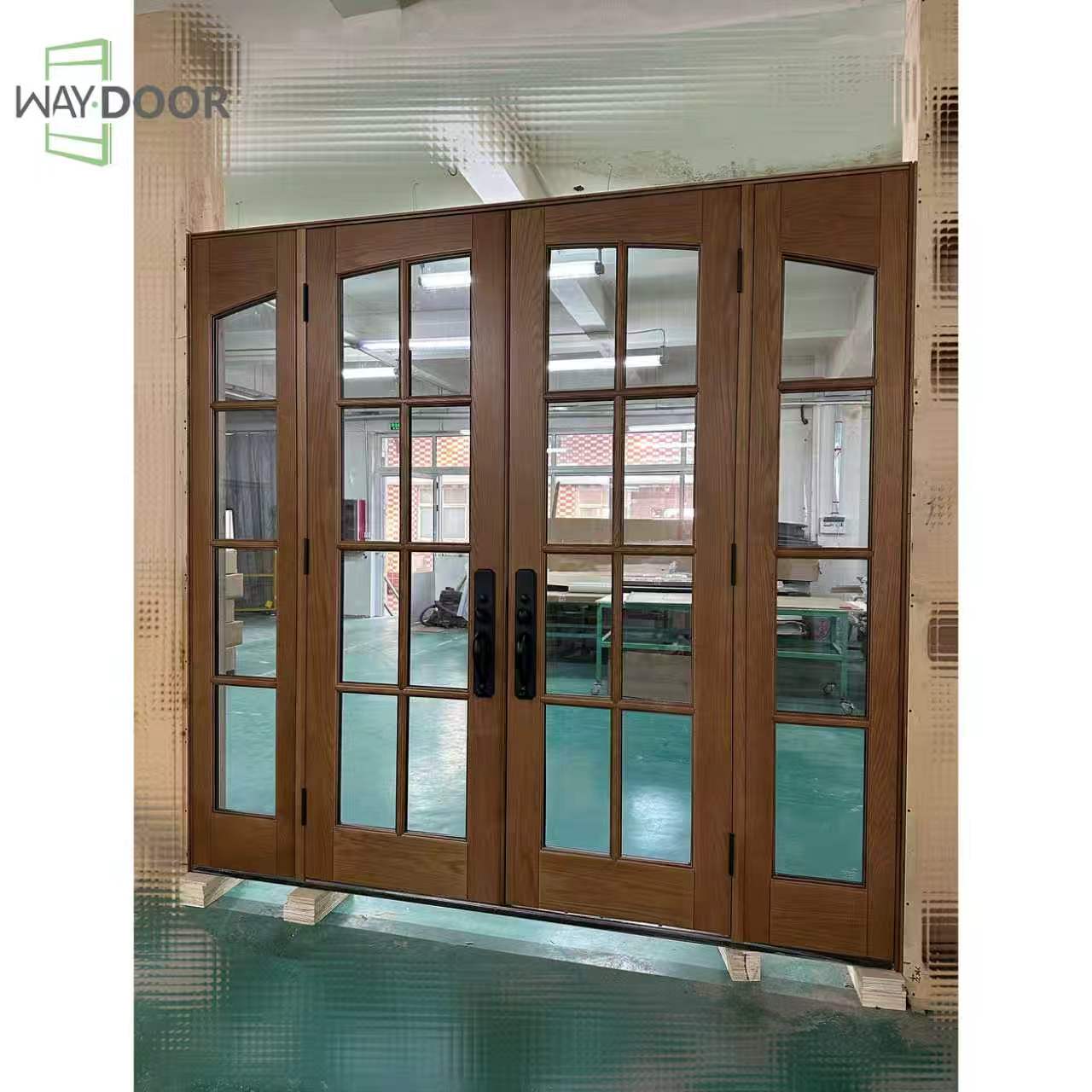 Premium Solid Wood Double Entry Door with Sidelites