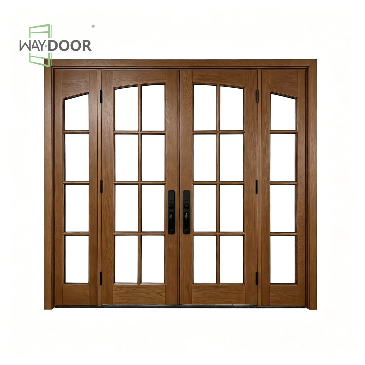 Premium Solid Wood Double Entry Door with Sidelites