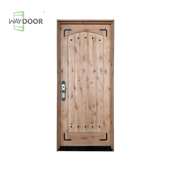 Rustic Knotty Alder Arch Top Hinged Exterior Door