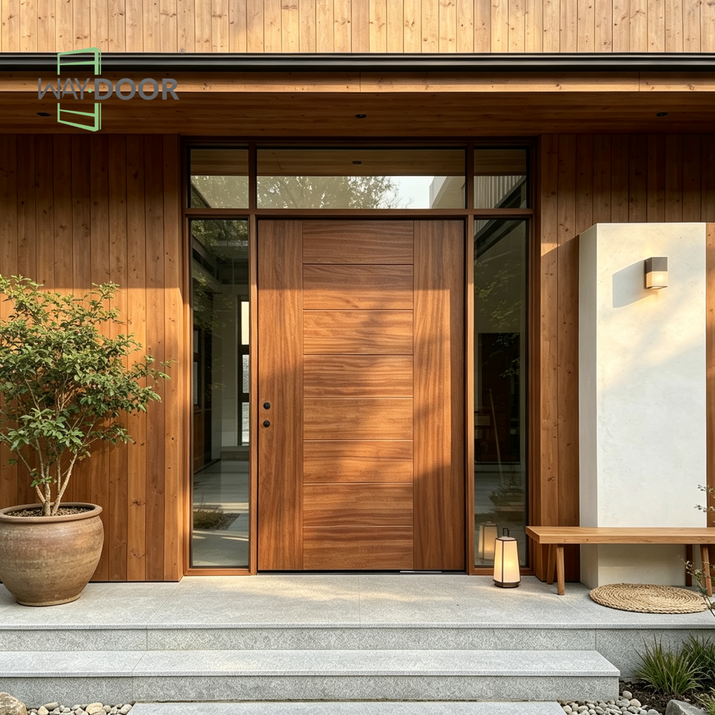 Serene Vista Hidden Pivot Entrance Door