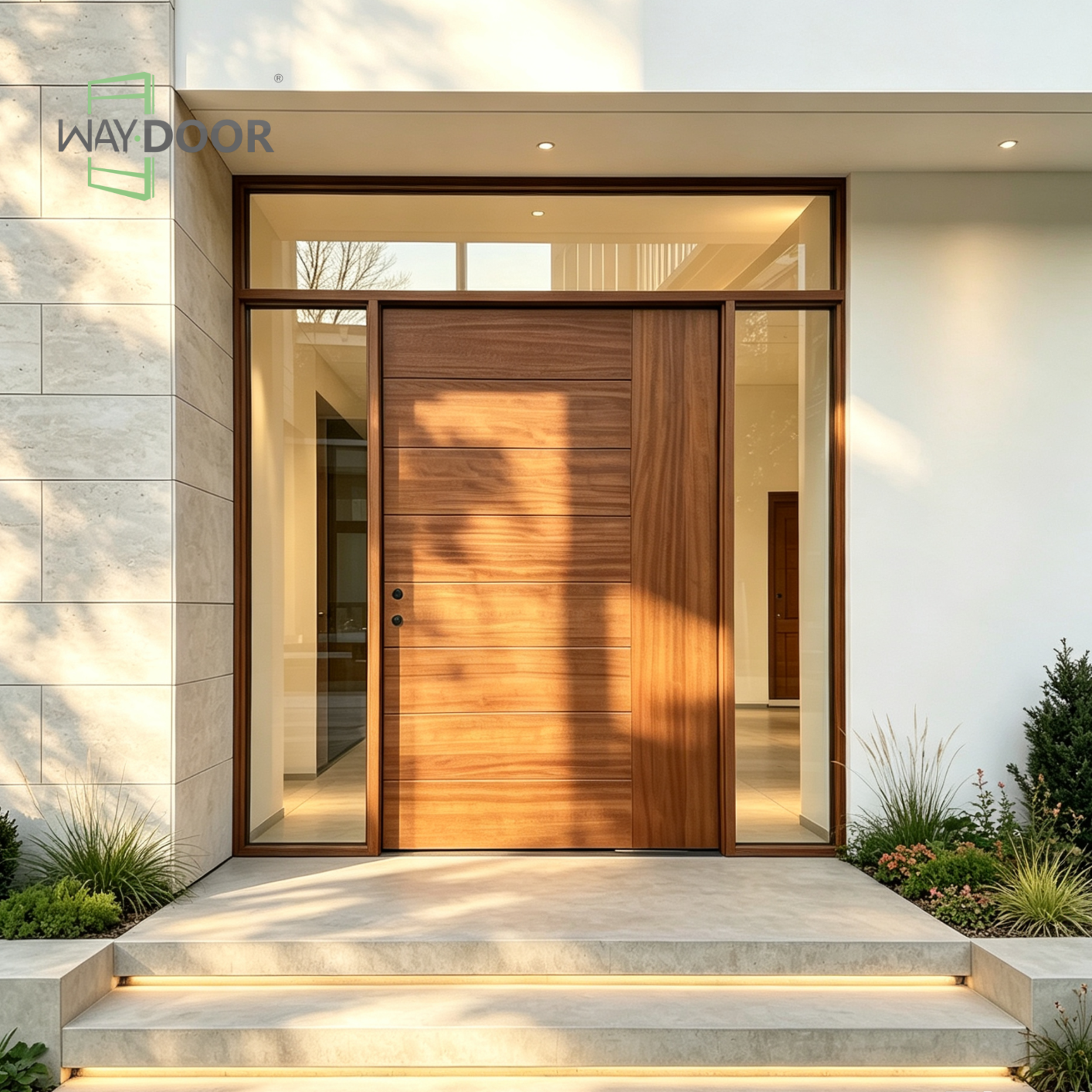 Serene Vista Hidden Pivot Entrance Door