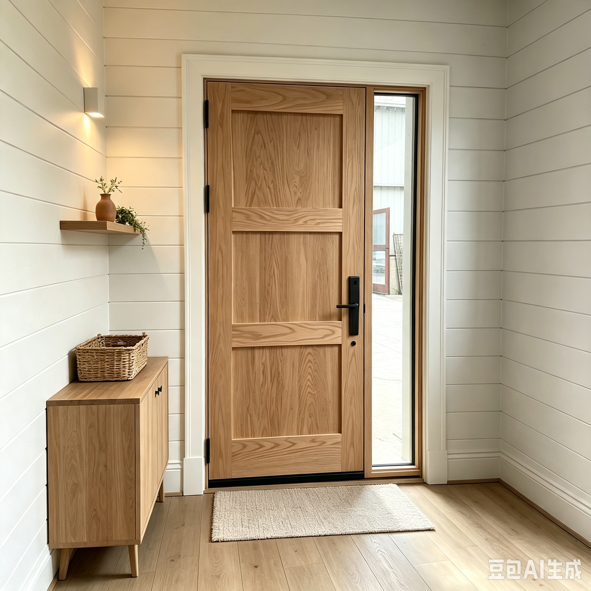 Shaker Solid Wood Entry Door with Sidelight