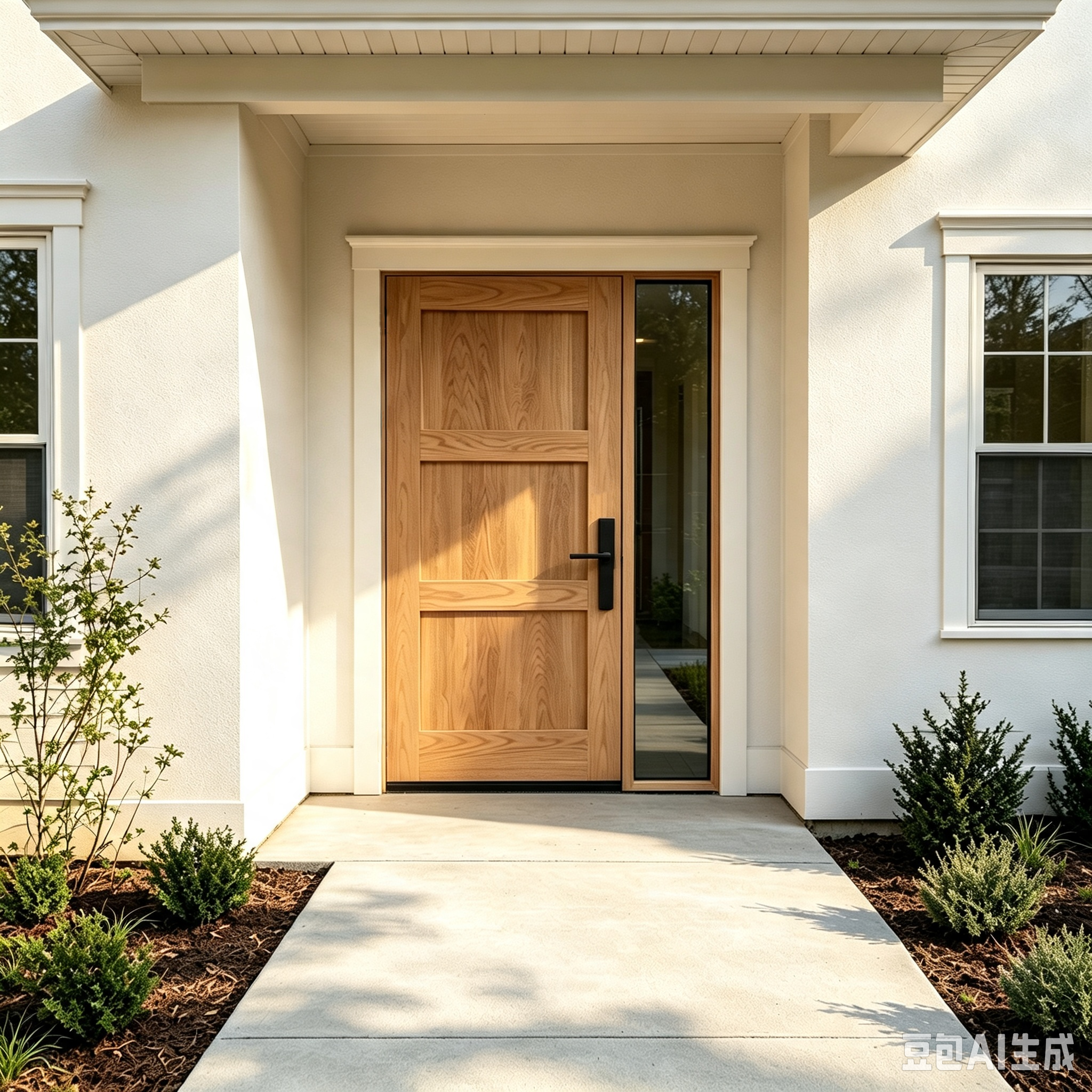 Shaker Solid Wood Entry Door with Sidelight