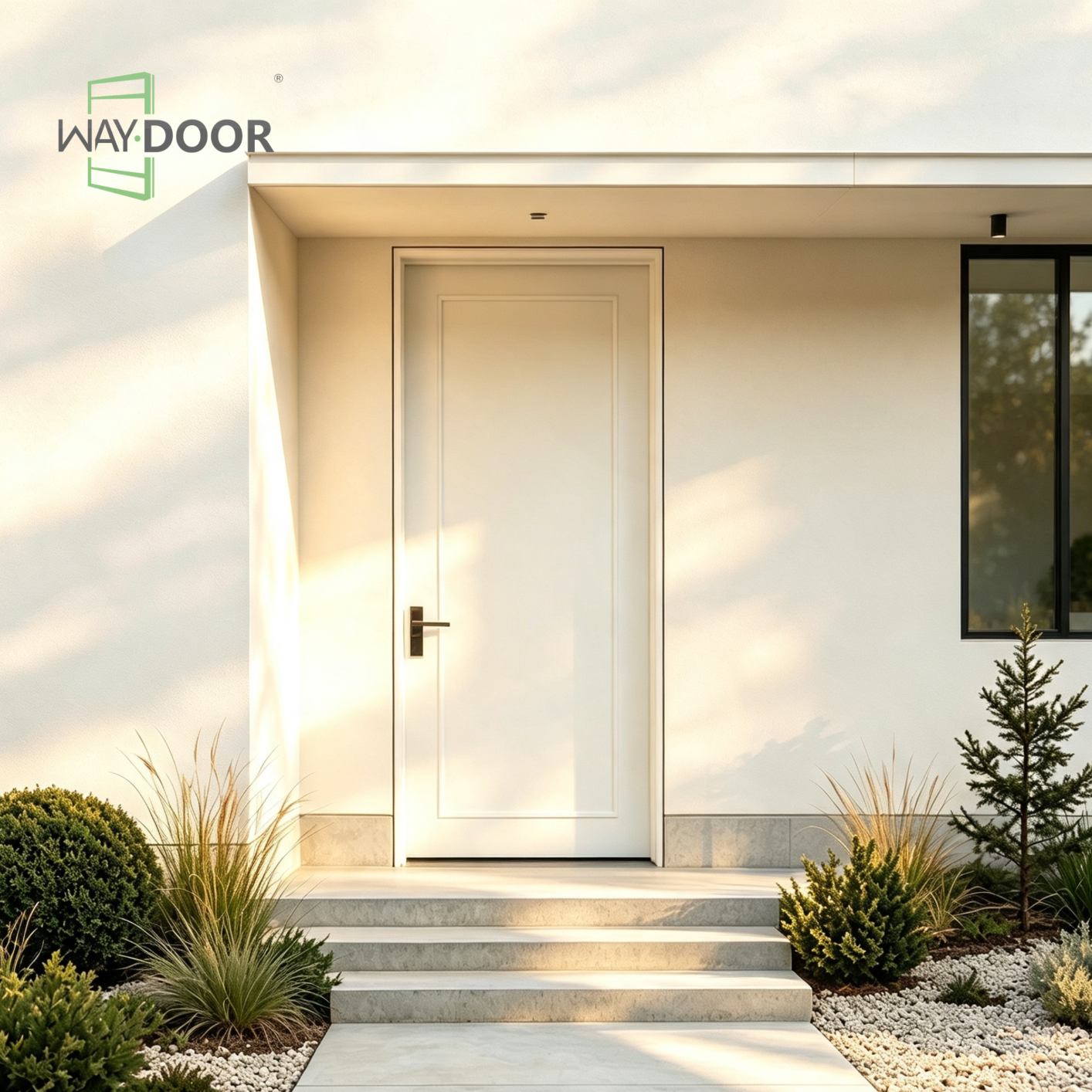Single Recessed Panel Shaker Solid Wood Exterior Hinge Door