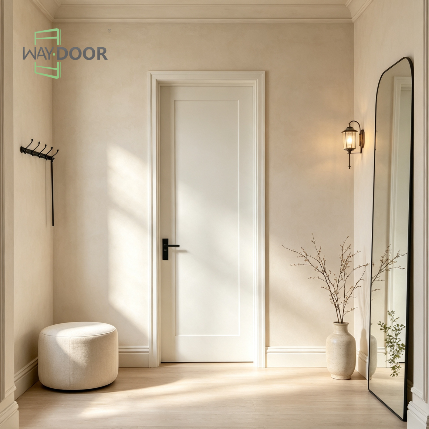 Single Recessed Panel Shaker Solid Wood Exterior Hinge Door