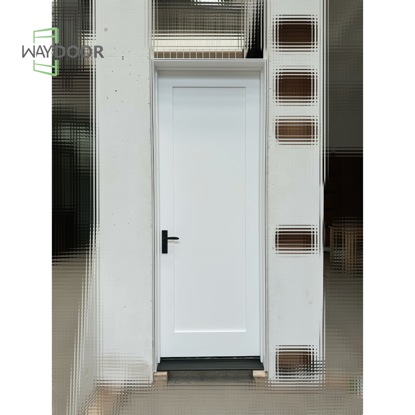 Single Recessed Panel Shaker Solid Wood Exterior Hinge Door