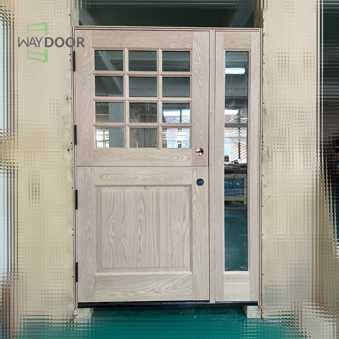 Solid White Oak Dutch Entry Door with Sidelight