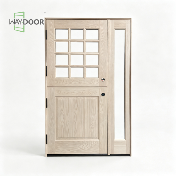 Solid White Oak Dutch Entry Door with Sidelight