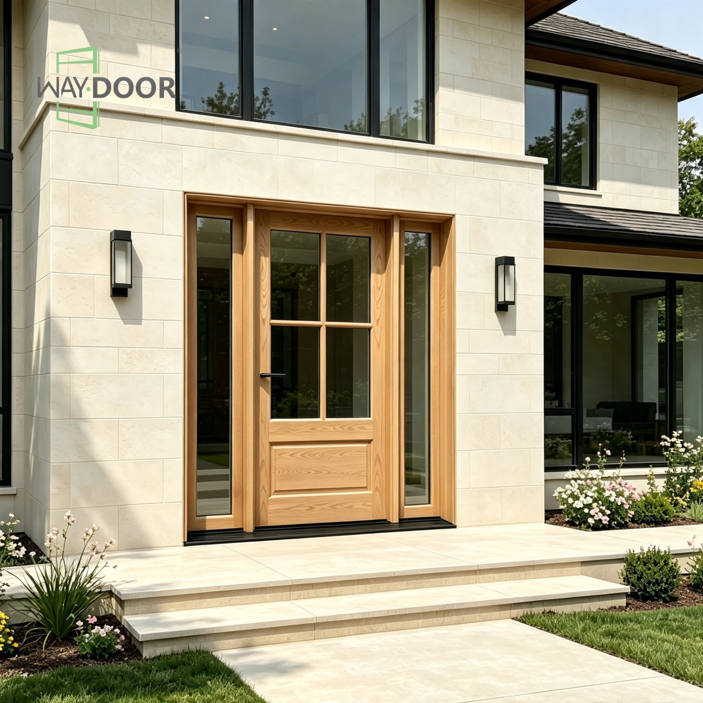 Solid Wood 4‑Lite Sidelite Entry Door