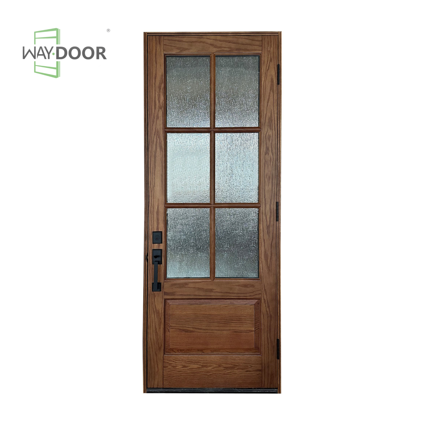 Solid Wood 6-Lite Rain Glass Hinged Entry Door