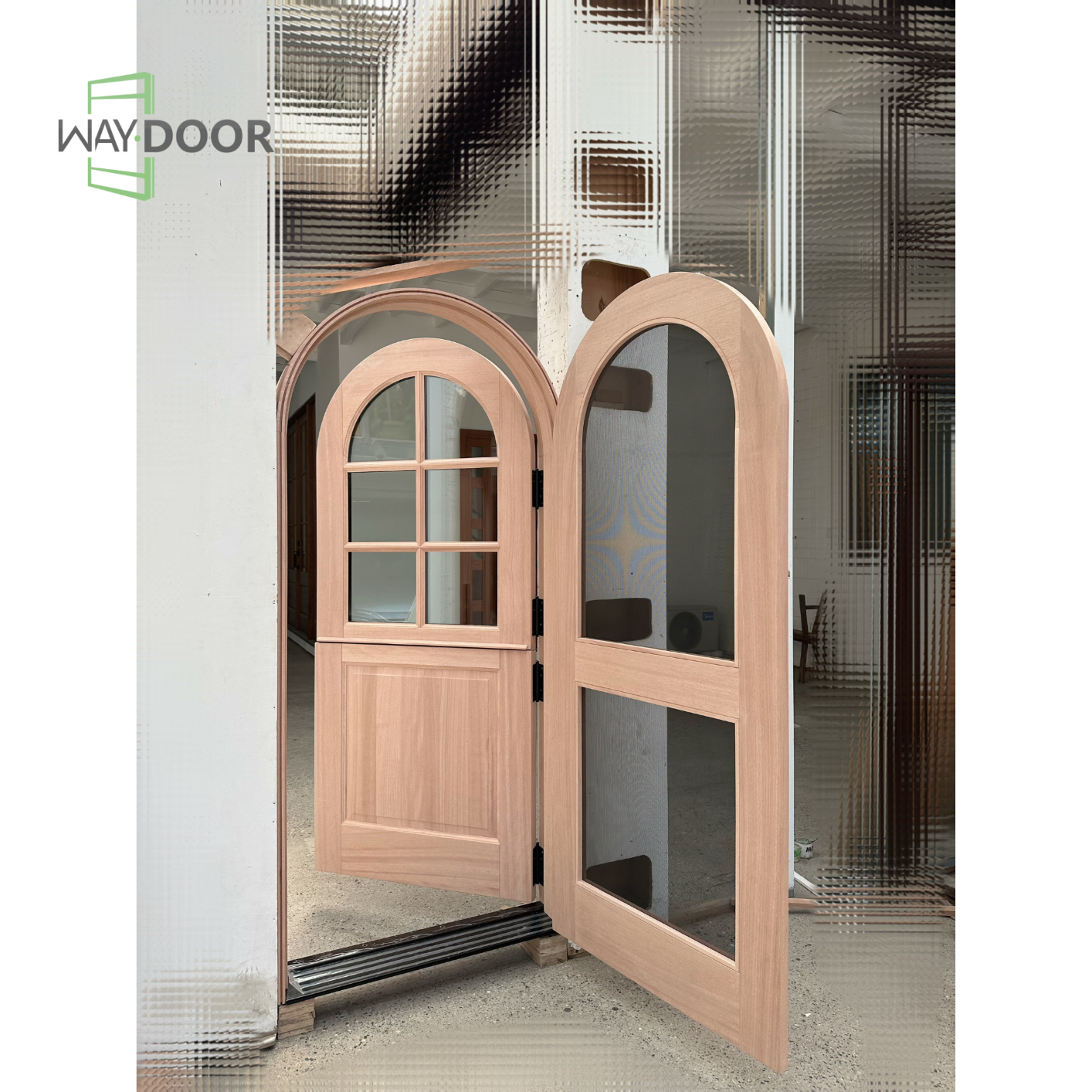 Solid Wood Arched Dutch Screen Entry Door