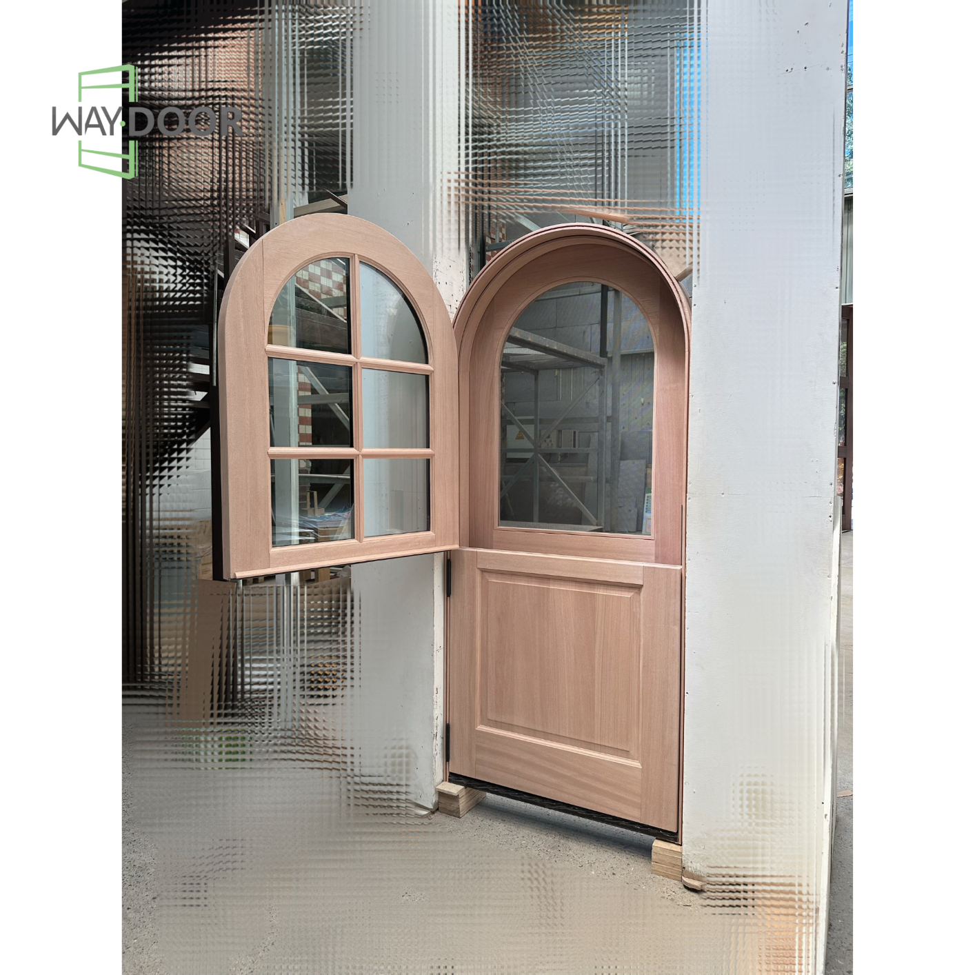 Solid Wood Arched Dutch Screen Entry Door
