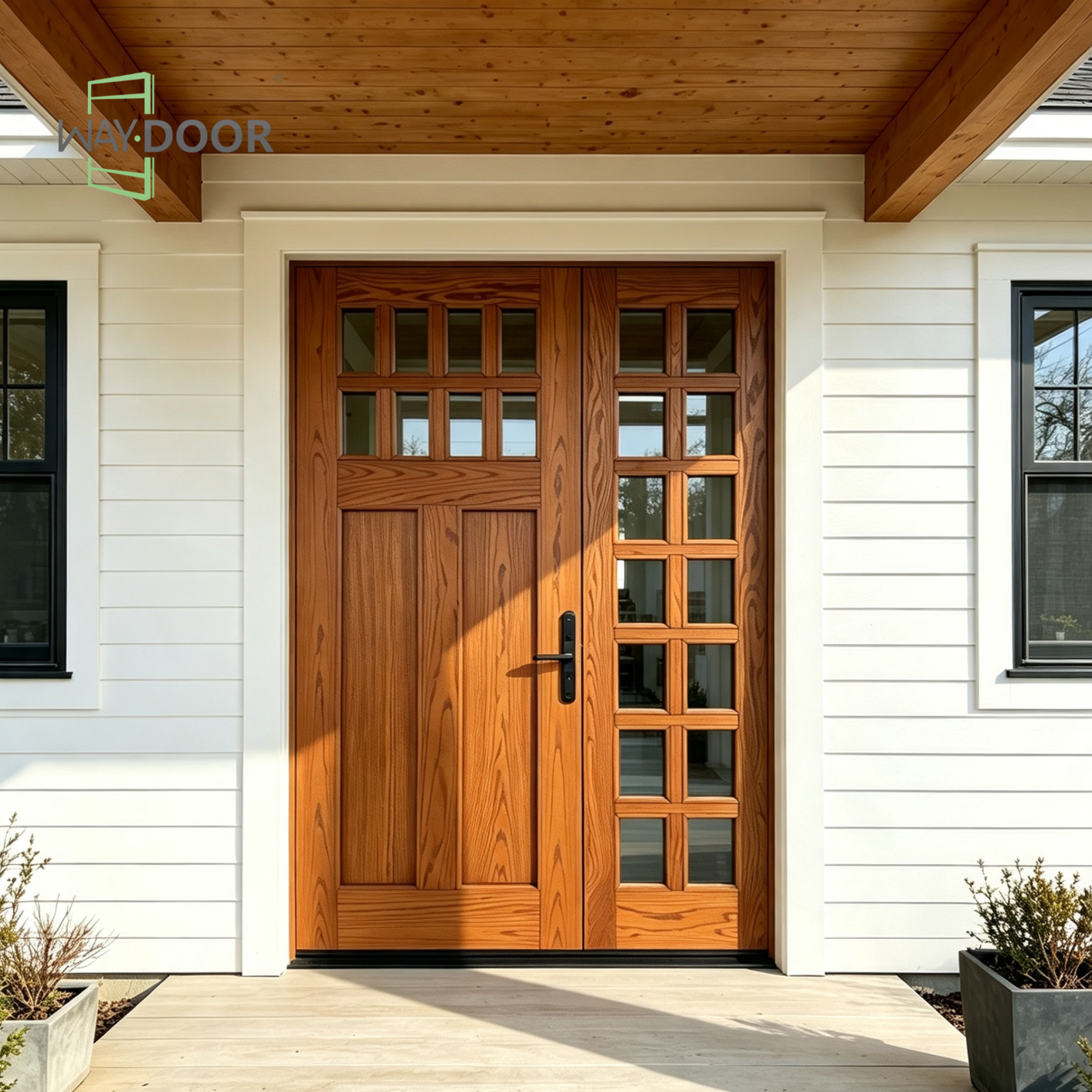 Solid Wood Craftsman Entry Door with Glass Sidelight