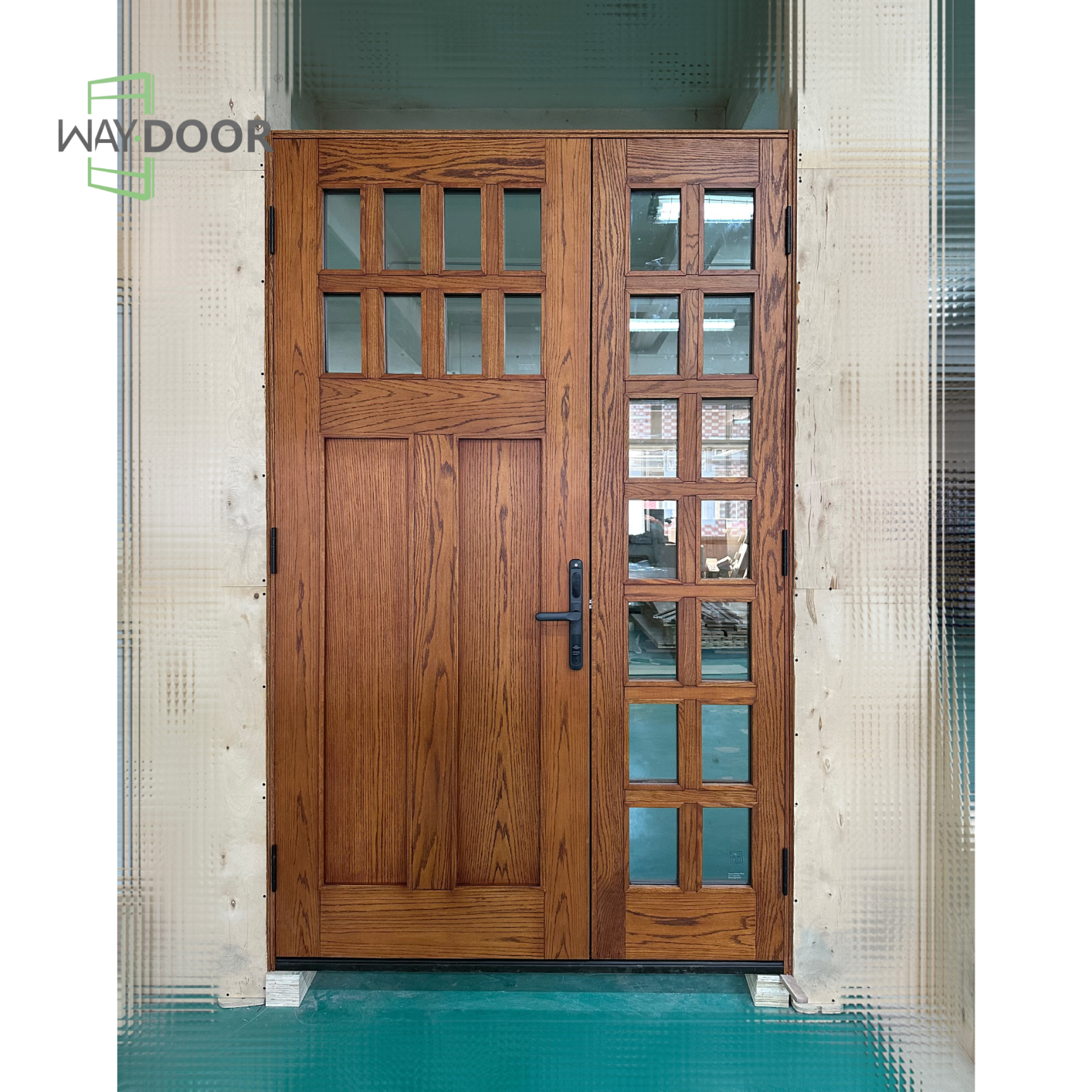 Solid Wood Craftsman Entry Door with Glass Sidelight