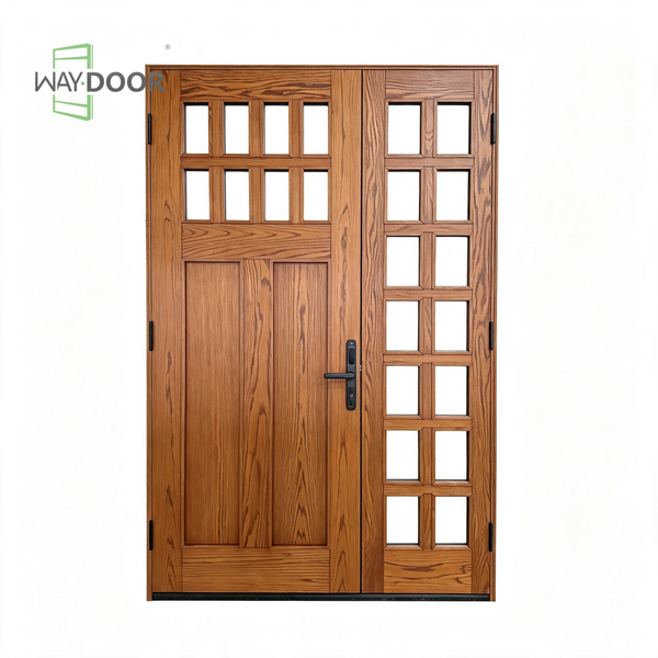 Solid Wood Craftsman Entry Door with Glass Sidelight