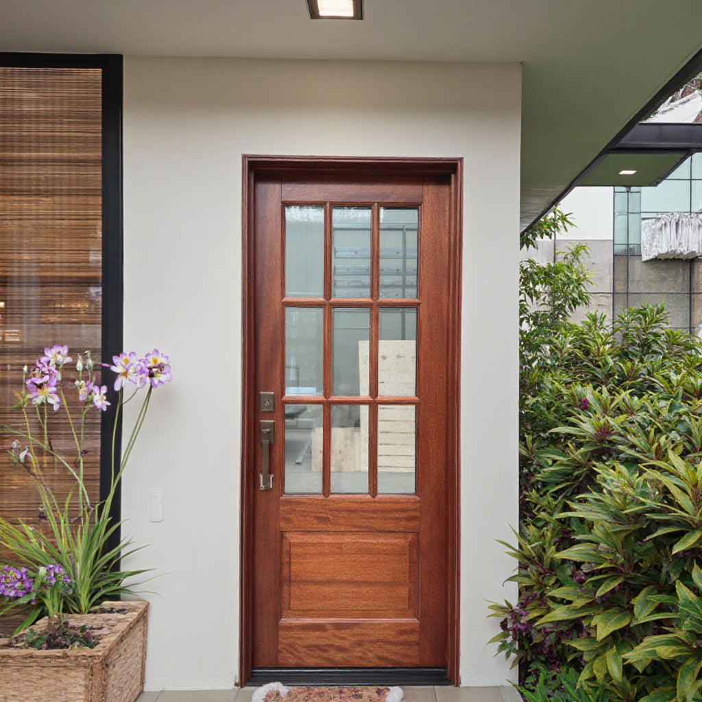 Modern Solid Wood Entry Door with Glass