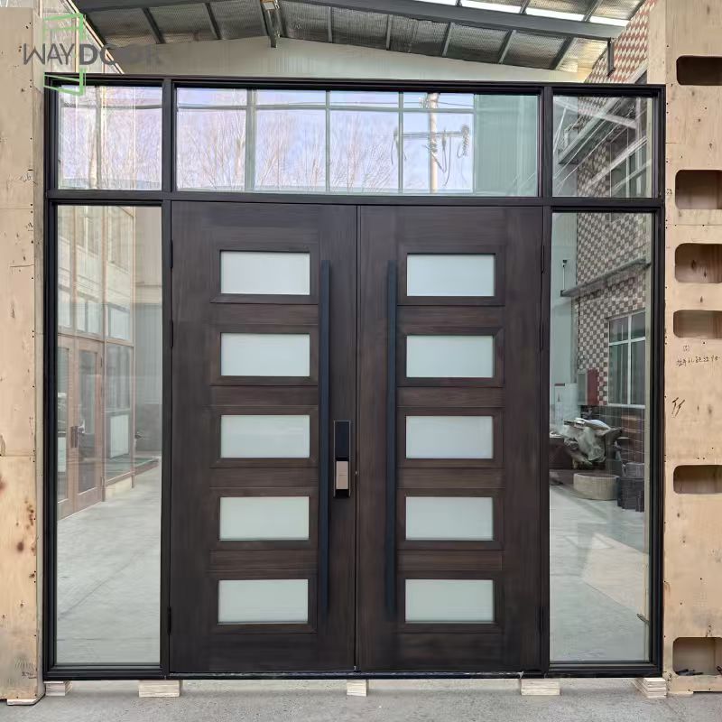 Solid Wood Double Entry Door with Sidelites & Transom