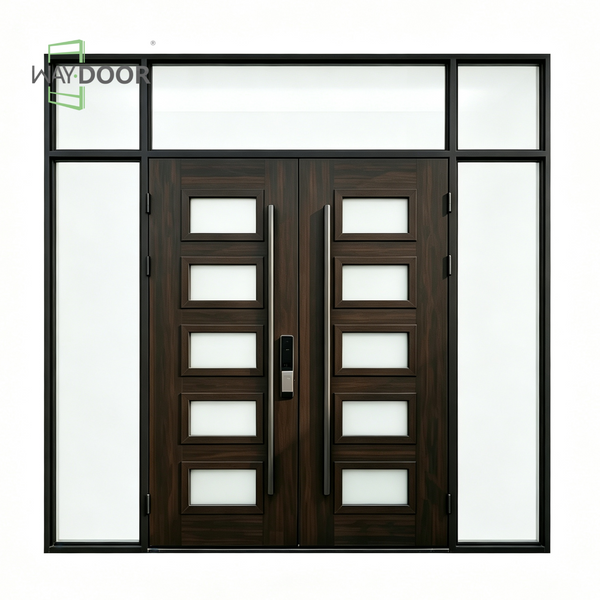 Solid Wood Double Entry Door with Sidelites & Transom