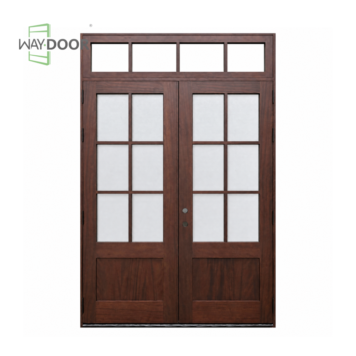 Solid Wood Double Hinged Entry Door with Transom