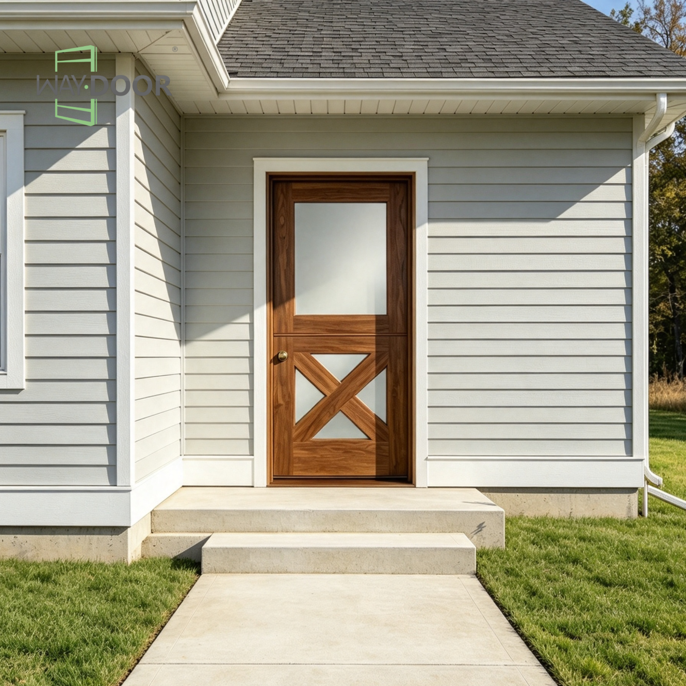Solid Wood Dutch Entry Door with X-Brace Frosted Glass